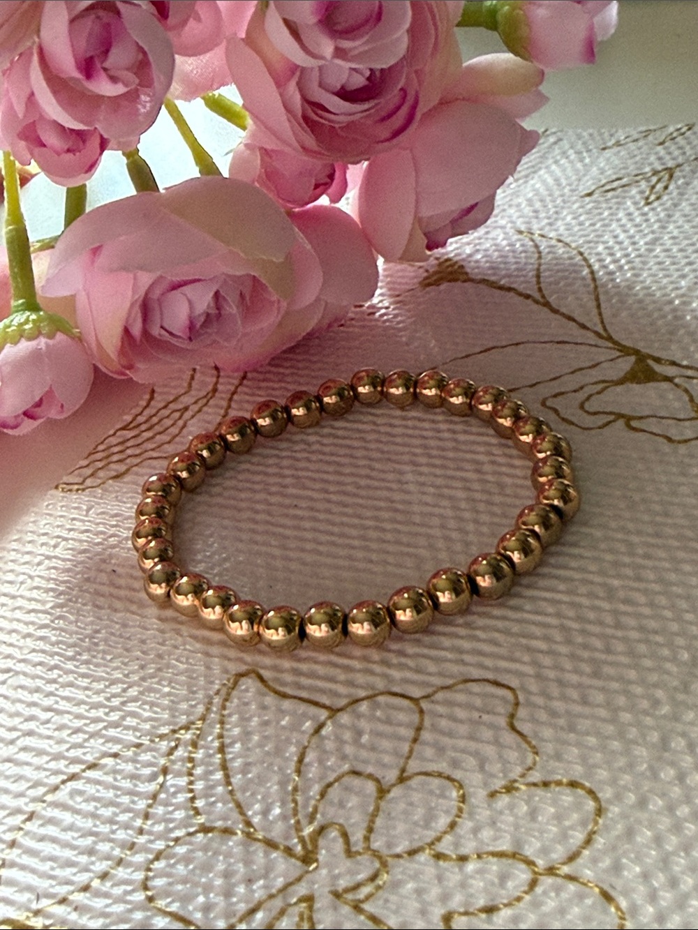 Gold Beaded Stretch Bracelet - Women Jewelry
